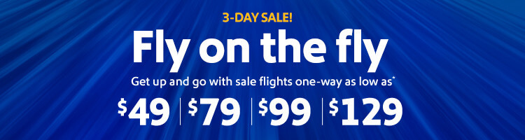 Southwest 西南航空三天促销，机票只需 $49 起！