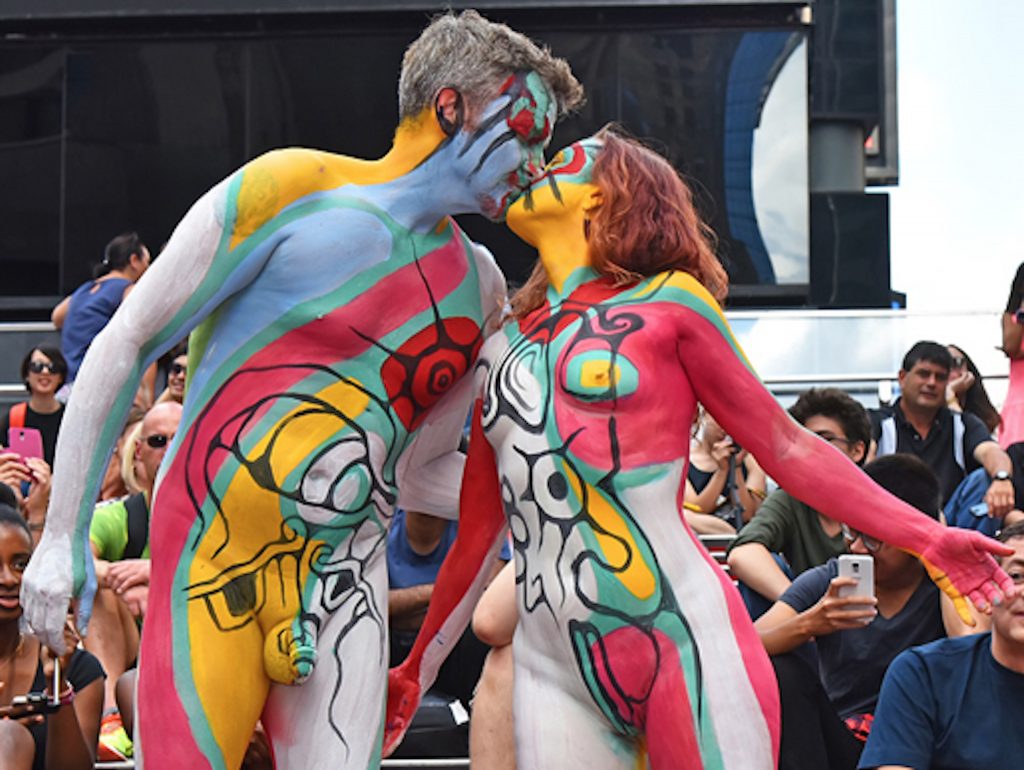 Body painting erection